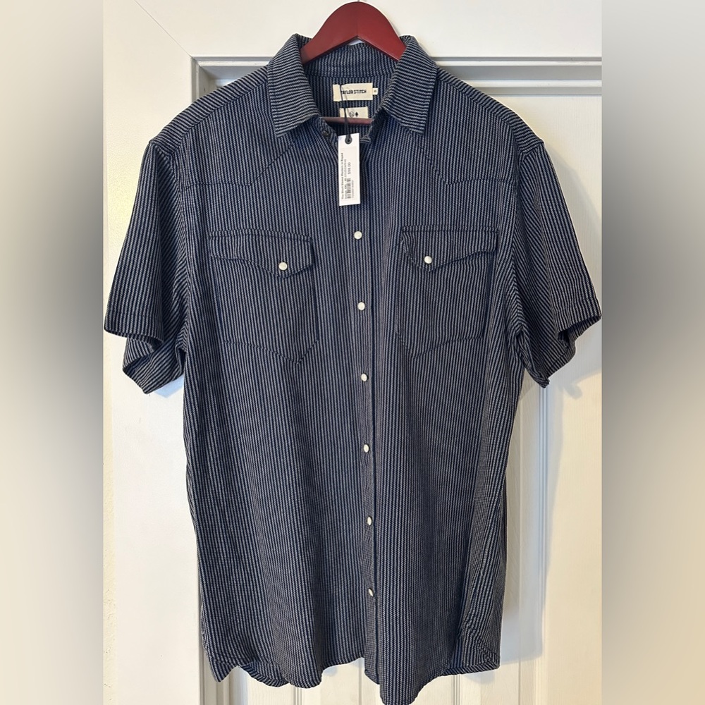 NWT Huckberry X Taylor Stitch Short Sleeve Western Roped Indigo XL(44).